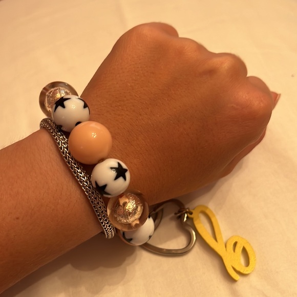 B Initial Beaded Key Ring - Picture 2 of 2